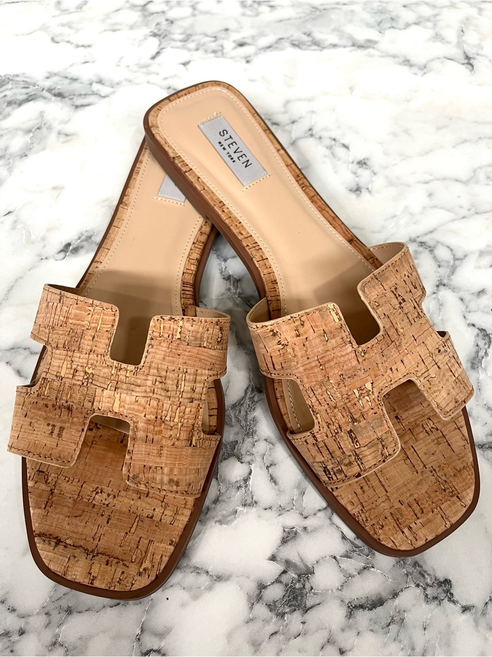 Steven New York Harlien Slide Sandal In Cork H-Strap Cutout Summer Versatile 11